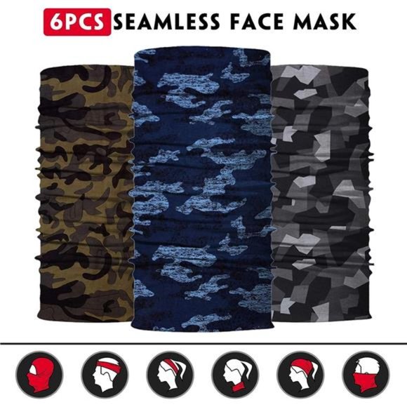 Neck Gaiter Face Mask Men Women,Seamless Bandana Rave Face Cover Scarf Mask - Picture 5 of 6